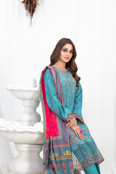 Tasika Embroidered Lawn Digital Print by Tawakkal-D-2188-delhi