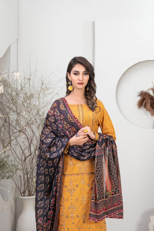 Tasika Embroidered Lawn Digital Print by Tawakkal-D-2187-delhi