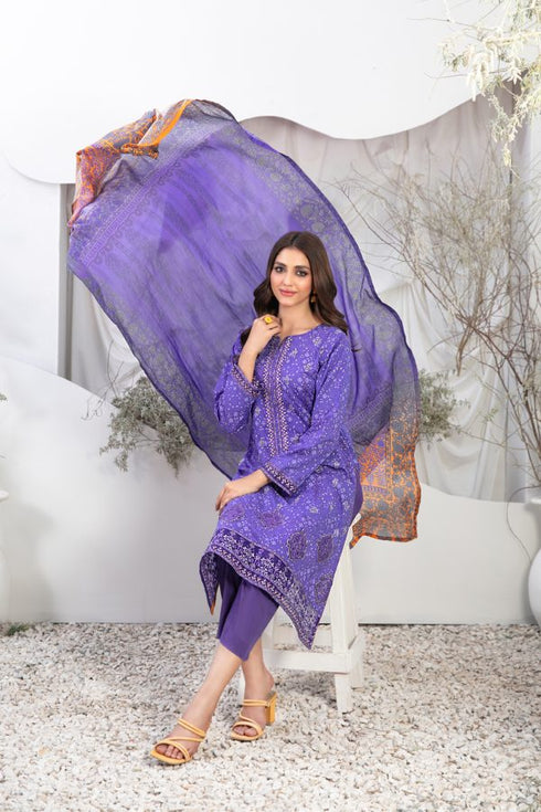 Tasika Embroidered Lawn Digital Print by Tawakkal-D-2196-delhi