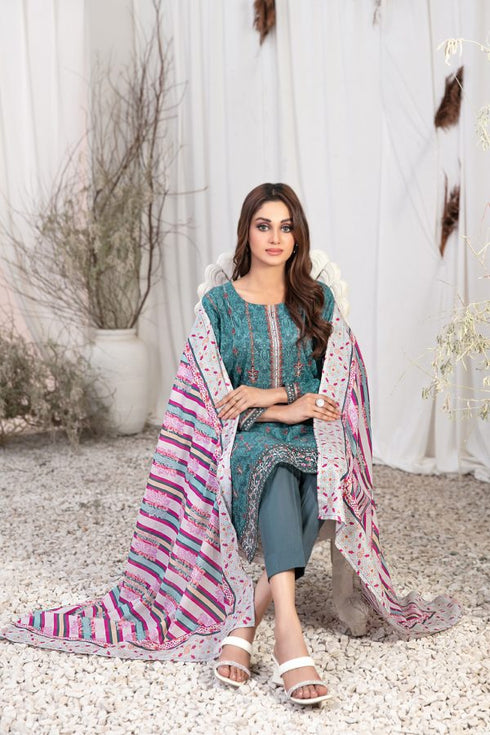 Tasika Embroidered Lawn Digital Print by Tawakkal-D-2192-delhi