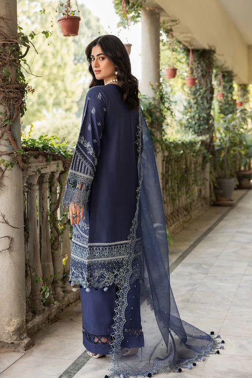 Farasha Bahaar Embroidered Lawn Collection – Blue Ochre-delhi