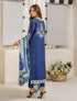 ZA Clothing Embroidered Semi Stitched Lawn- Enchanted Blue 0 2