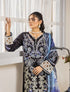 ZA Clothing Embroidered Semi Stitched Lawn- Charcoal Grace 05