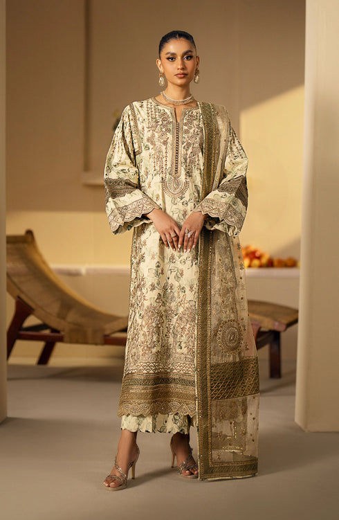 Maryum N Maria Luxury Lawn-MS24-636 - Wood Ash - Nadya