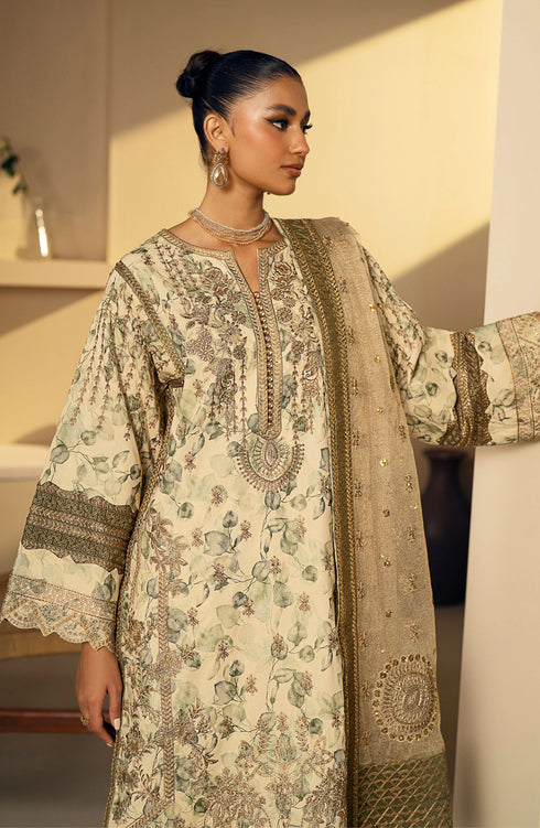 Maryum N Maria Luxury Lawn-MS24-636 - Wood Ash - Nadya