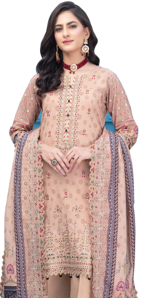 Aabirah Vol 2 By MTF Digital Printed Embroidered Lawn 03 Pcs Unstitched Suit D01 - Summer Collection