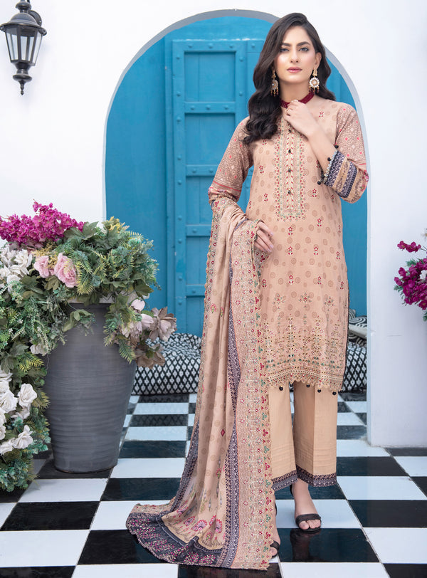Aabirah Vol 2 By MTF Digital Printed Embroidered Lawn 03 Pcs Unstitched Suit D01 - Summer Collection