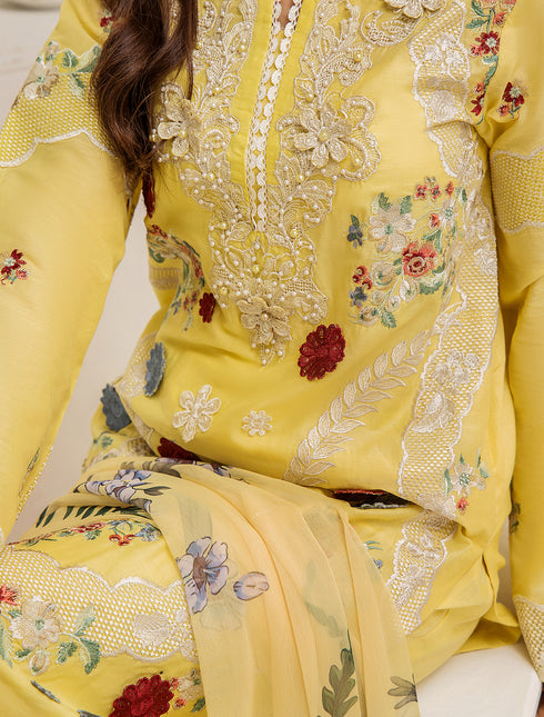 ZA Clothing Embroidered Semi Stitched Lawn-Sunlit Maize 02