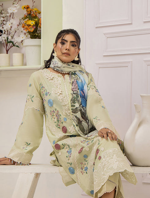 ZA Clothing Embroidered Semi Stitched Lawn-Sage Glow 03