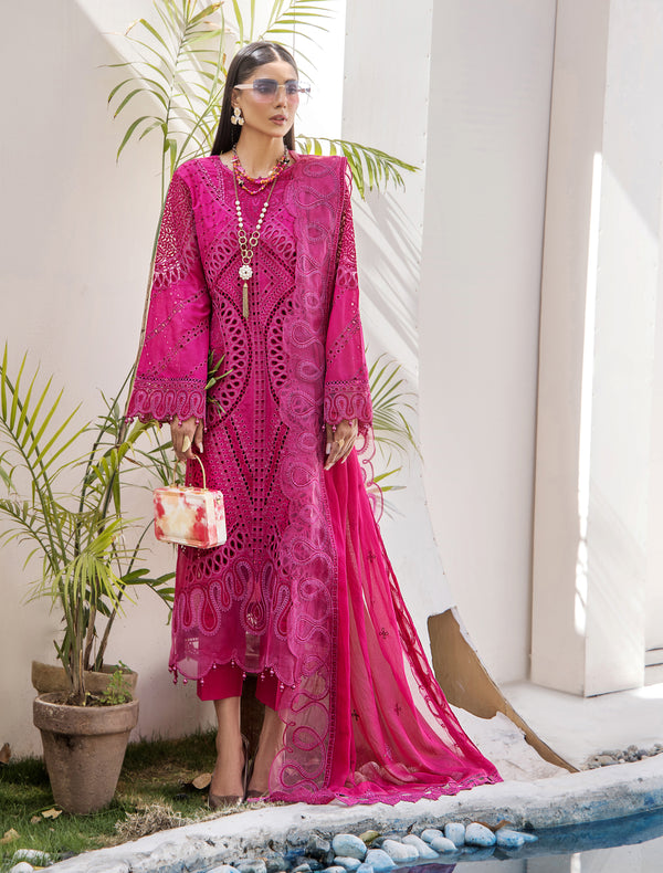 ZA Clothing Embroidered Semi Stitched Lawn- Cranberry Couture