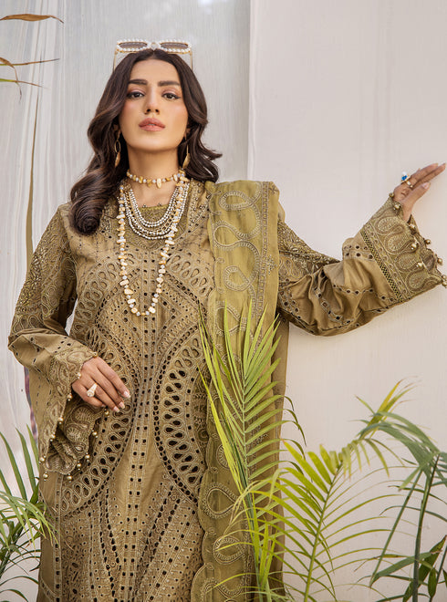 ZA Clothing Embroidered Semi Stitched Lawn- allibaash.com